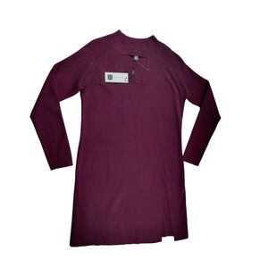 Cable & Gauge Plum Purple Mock Neck Keyhole Rhinestone Tunic Sweater Size M